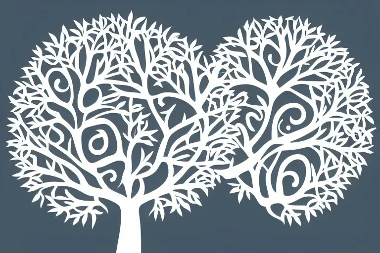 Vector tree illustration white background die cut