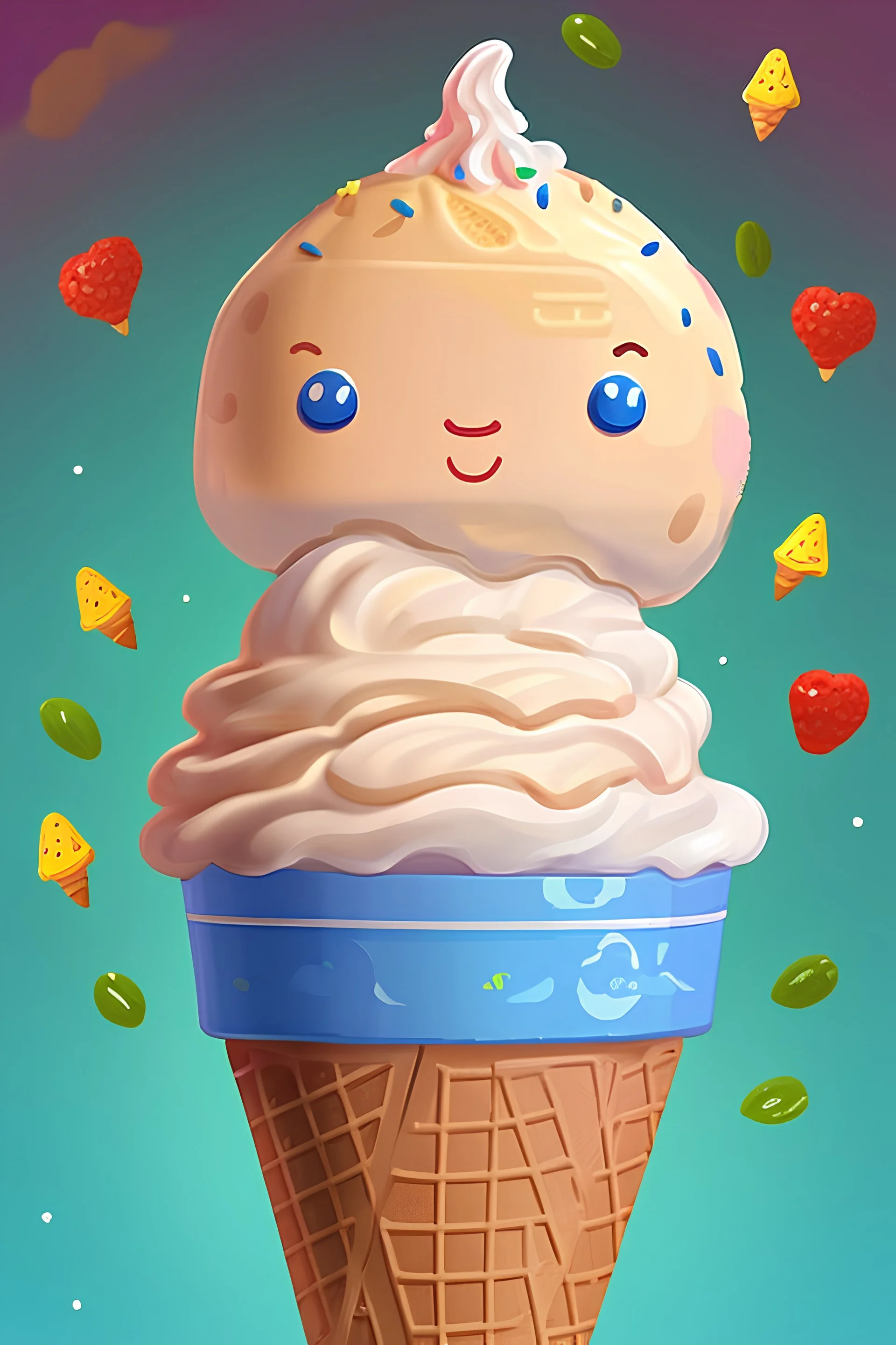 one cute character who is an ice cream cone