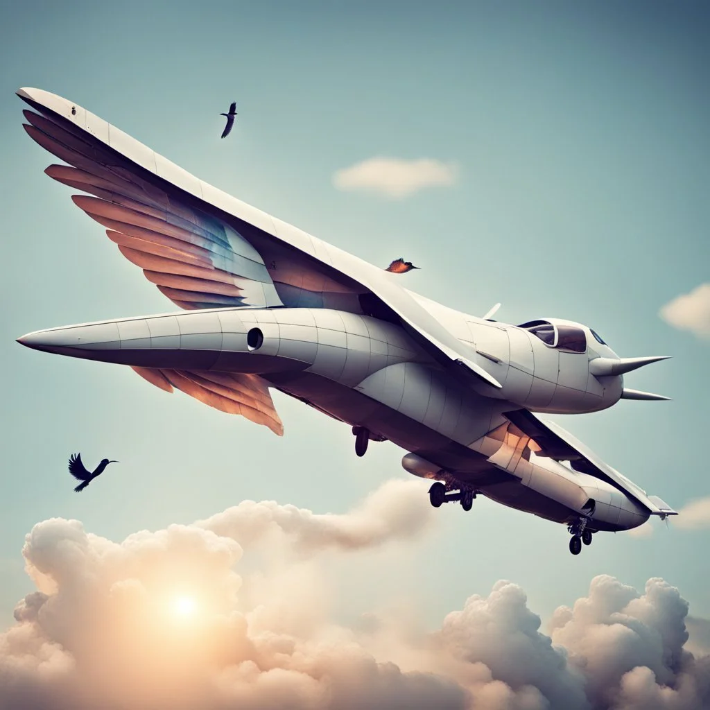 Airplane with bird wings