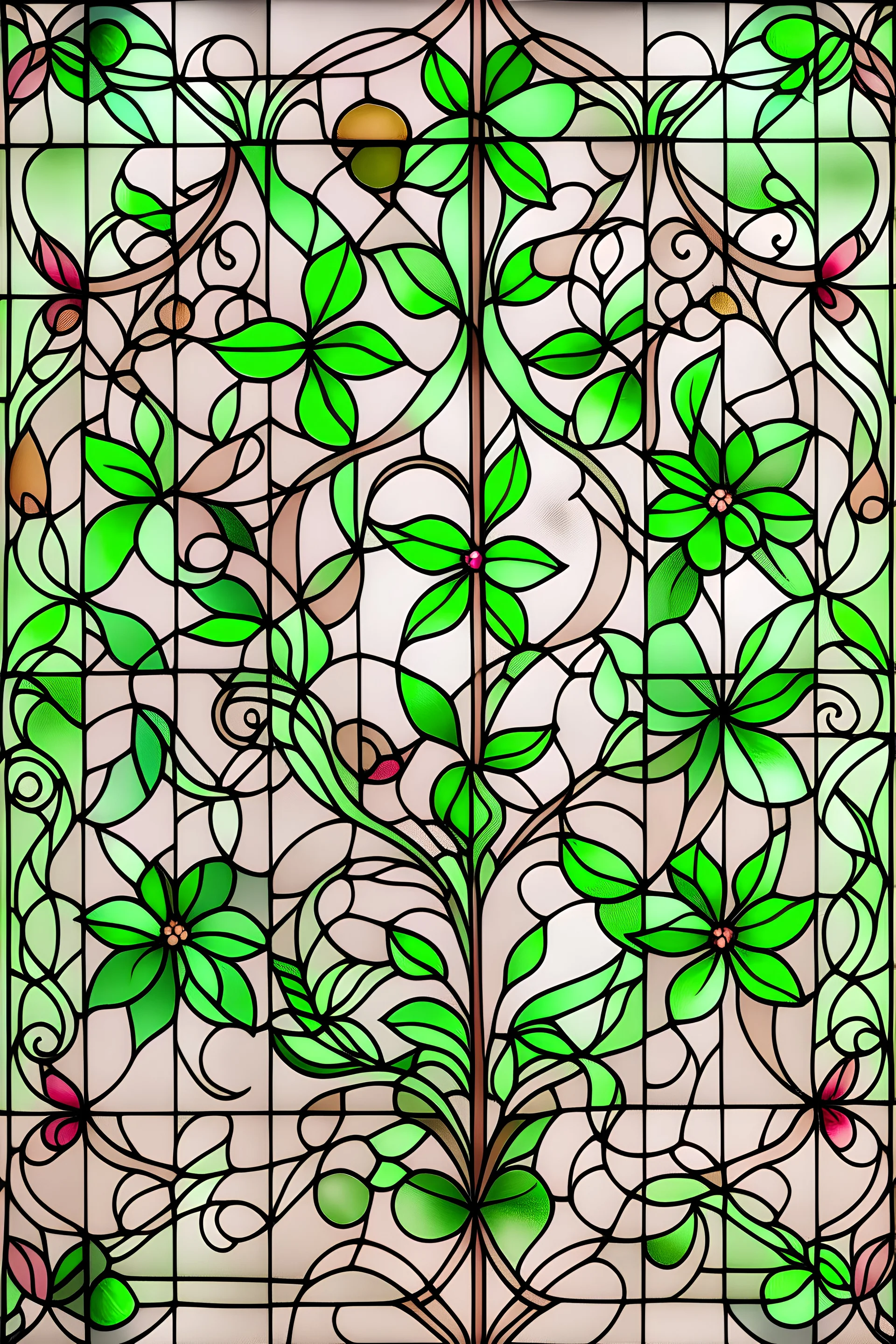 Simple Stain glass of flowers and vines