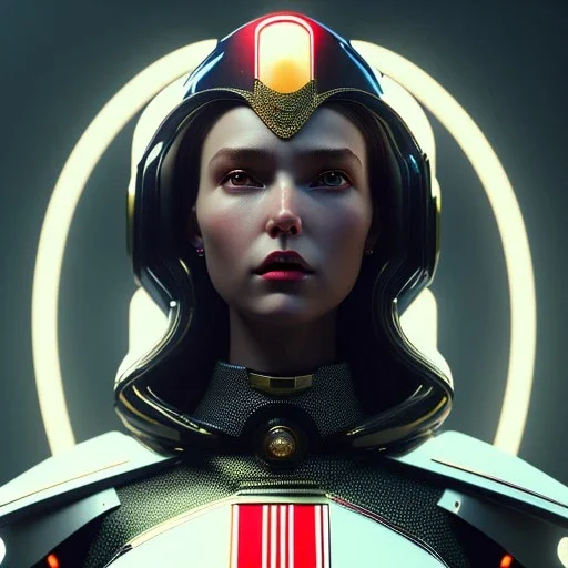 woman, rounded face, red, round helmet, decorative color feathers, retro futuristic, latex coat, soft color, highly detailed, art stations, concept art, smooth, unreal engine 5, god rays, ray tracing, RTX, lumen lighting, ultra detail, volumetric lighting, 3d, finely drawn, high definition, high resolution.