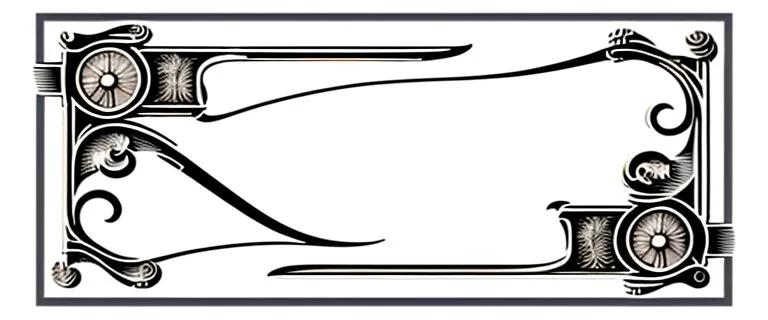 decorative corner elements(top left and bottom right) inspired by steam locomotive railroad and engraved stamps. antique printing