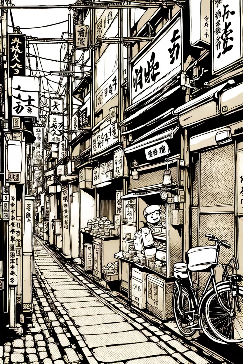 Tokyo alleys, line arts