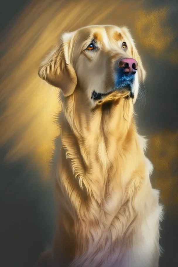 retriever dog , light background, in the style of degas