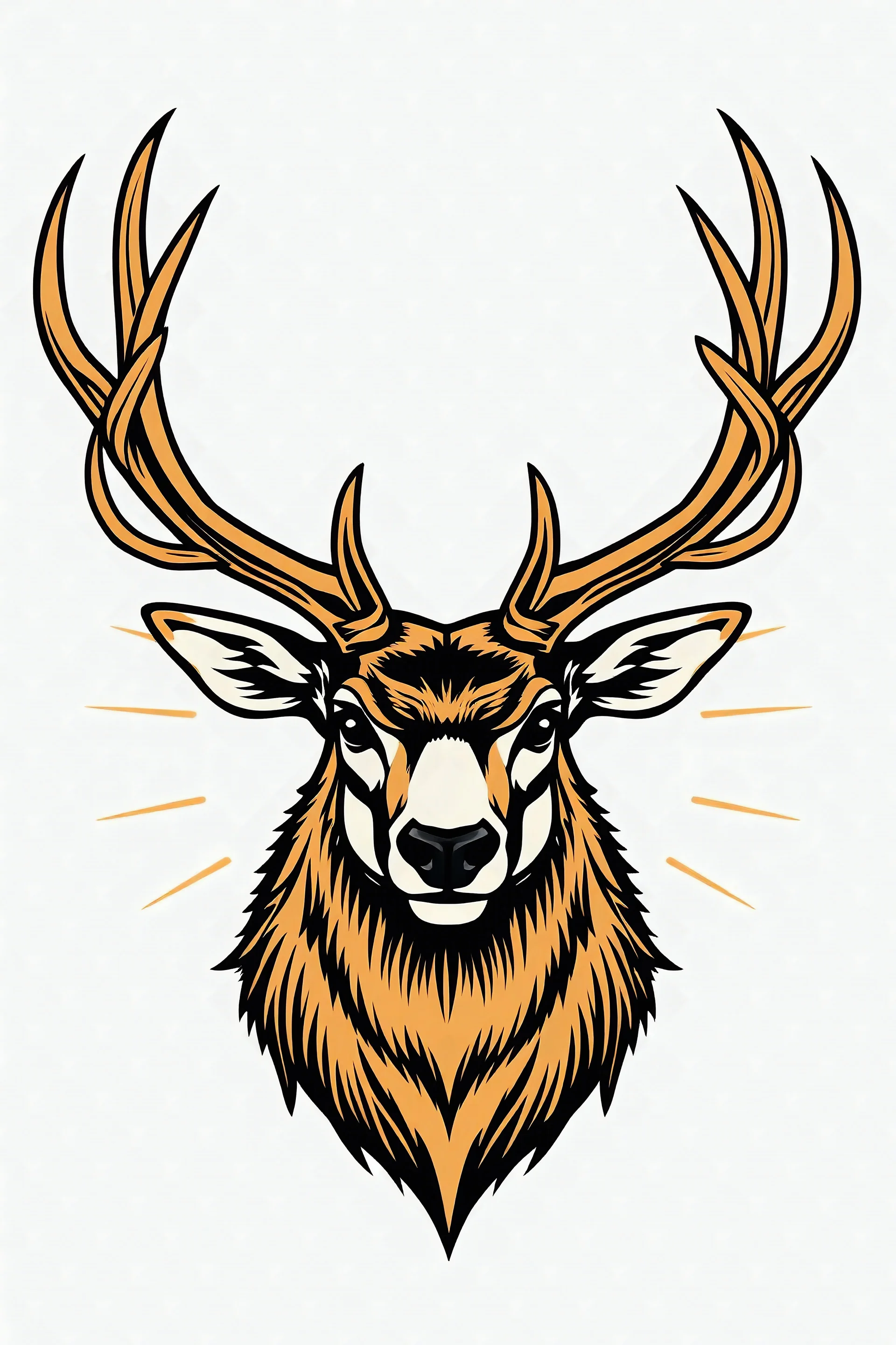 line art Fallow Deer Logo. Strong, muscular, rugged, majestic, impressive antlers. outdoorsy colors such as sand, browns, military greens, and some black on white background