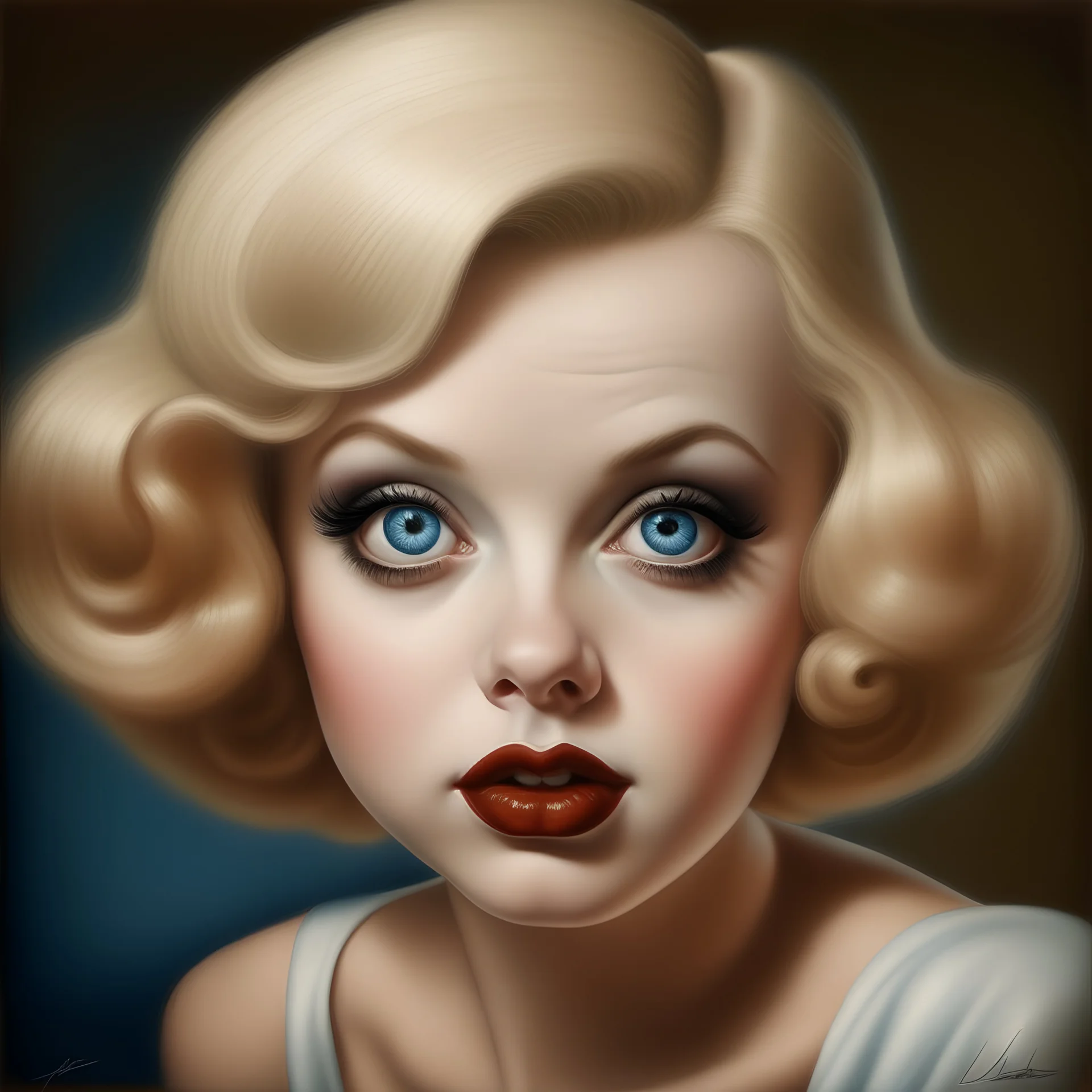 Lottle Jean harlow in the style of Margaret Keane