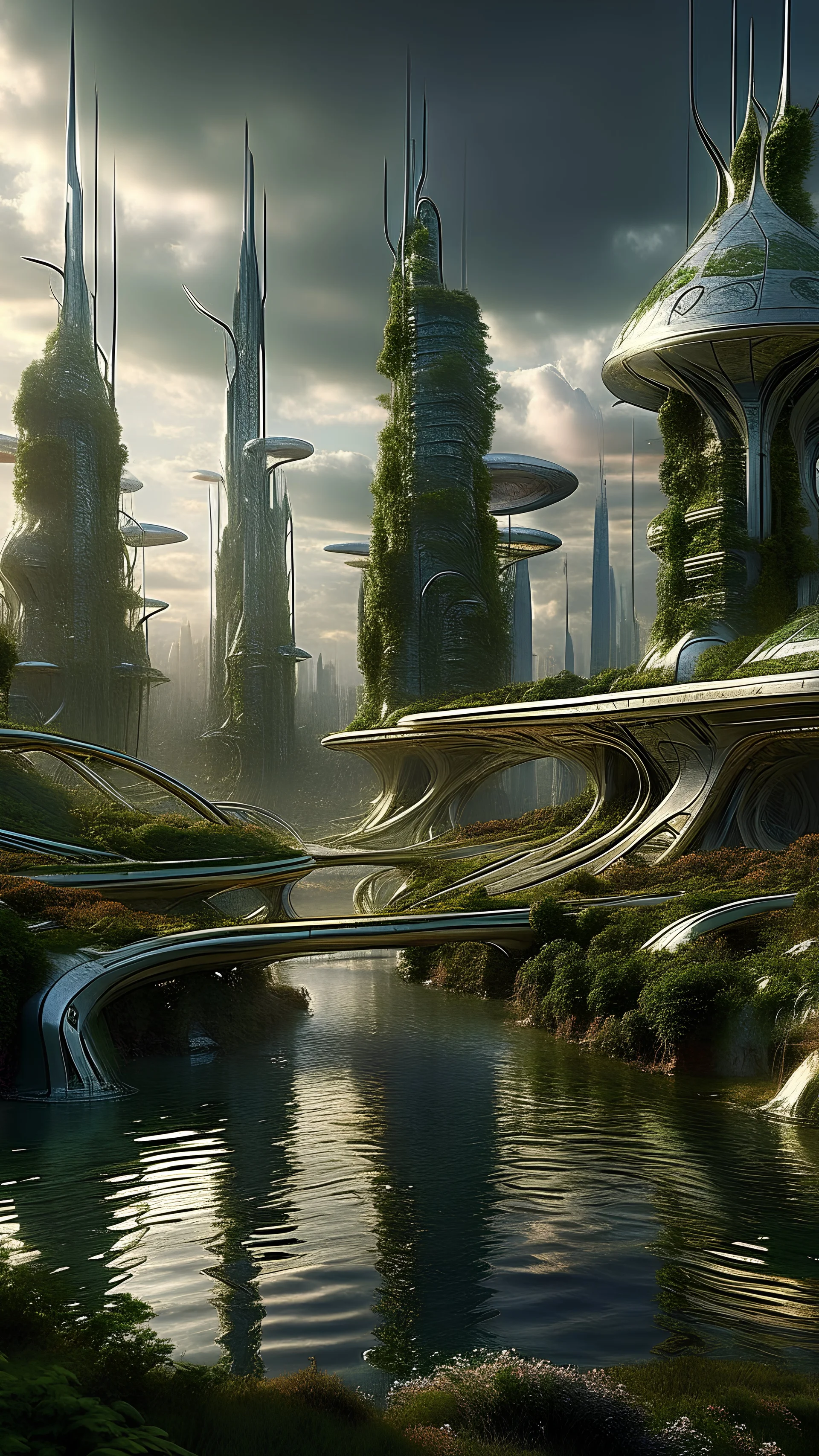 futuristic nature city