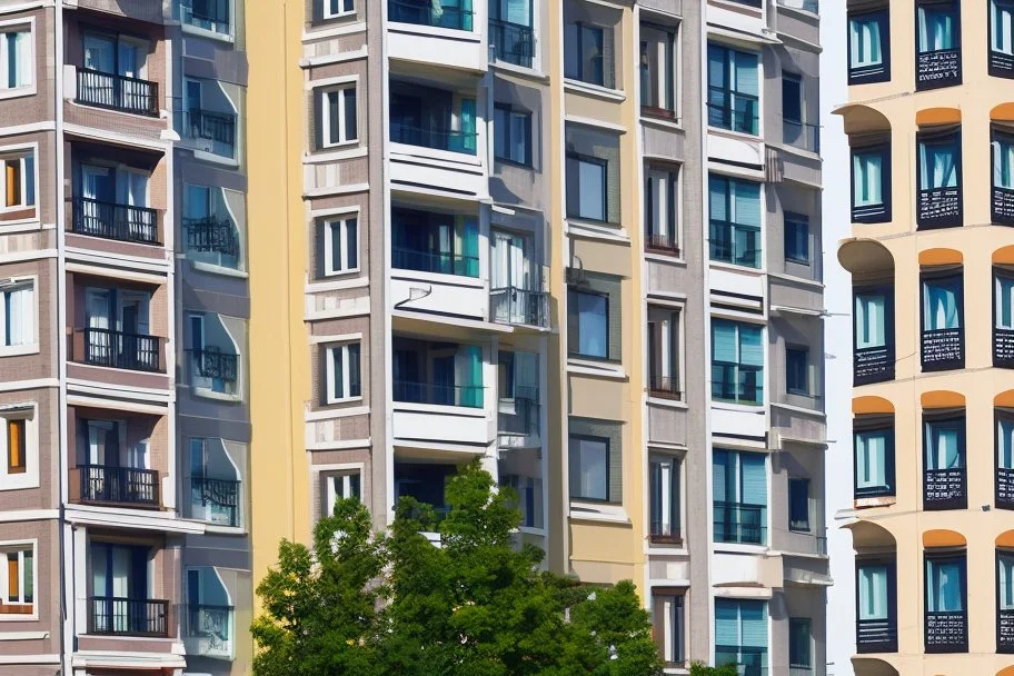 residential buildings, close-up