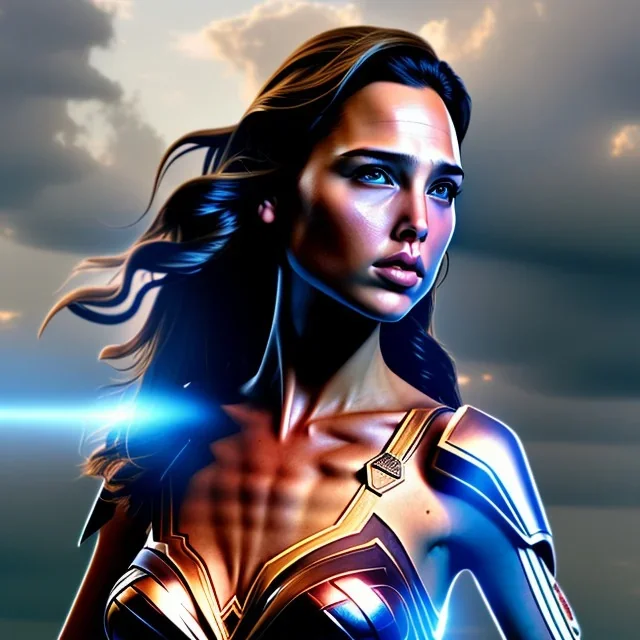 Gal gadot toddler, full body, dramatic lighting, hyper realistic