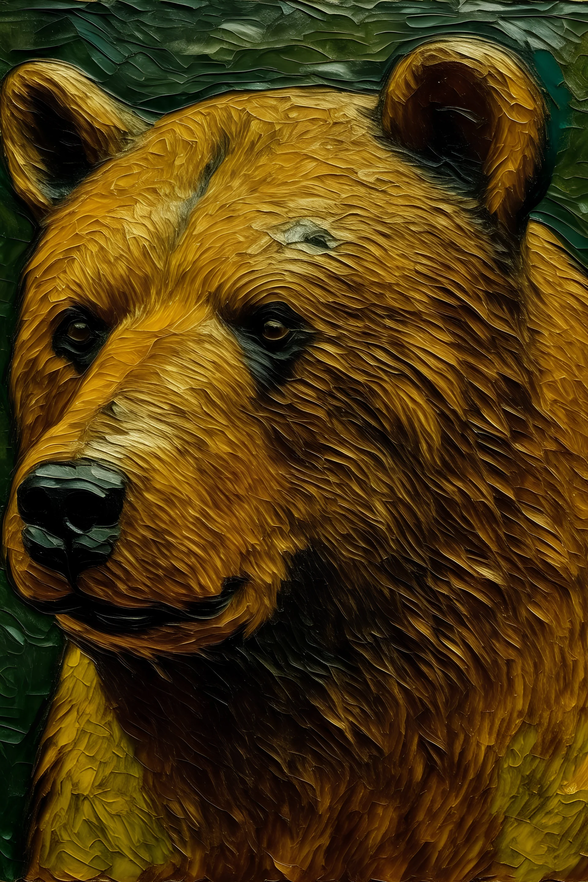 Portrait of a bear by van gogh