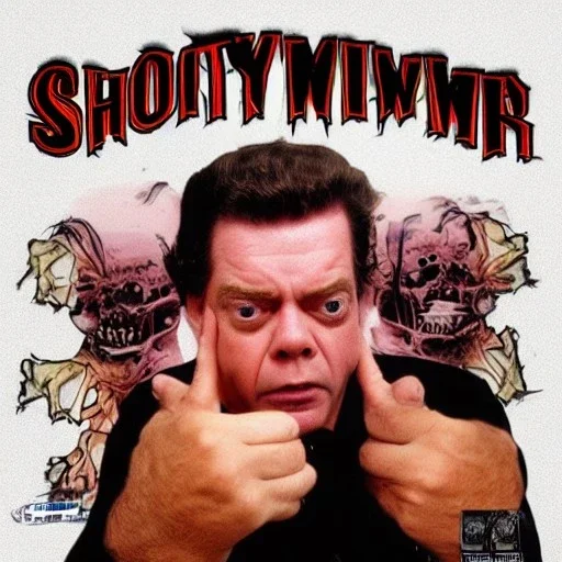 Shooter McGavin from Happy Gilmore on a thrash metal album cover