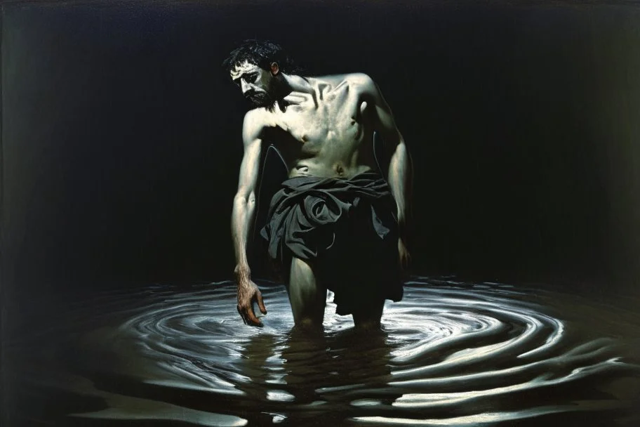 man standing in deep water by Caravaggio