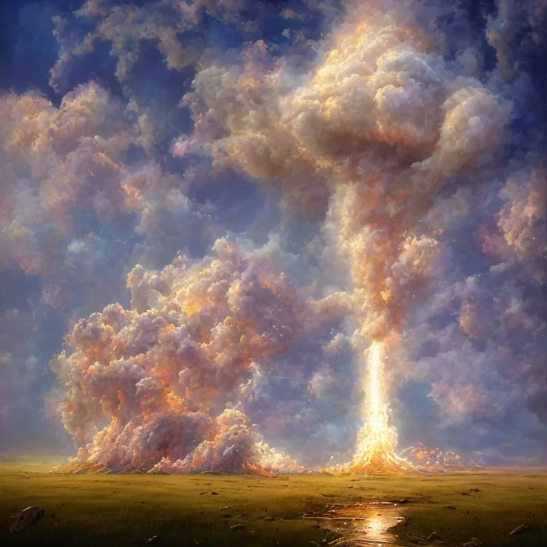 Oil painting of a mushroom cloud