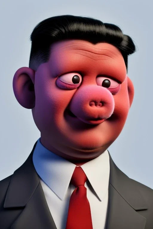 Waist up muppet Portrait, Kim Jong-un muppet doll, black suit, photo studio, red background, unreal engine 5, concept art, art station, god lights, ray tracing, RTX, lumen lighting, ultra detail, volumetric lighting, 3d.