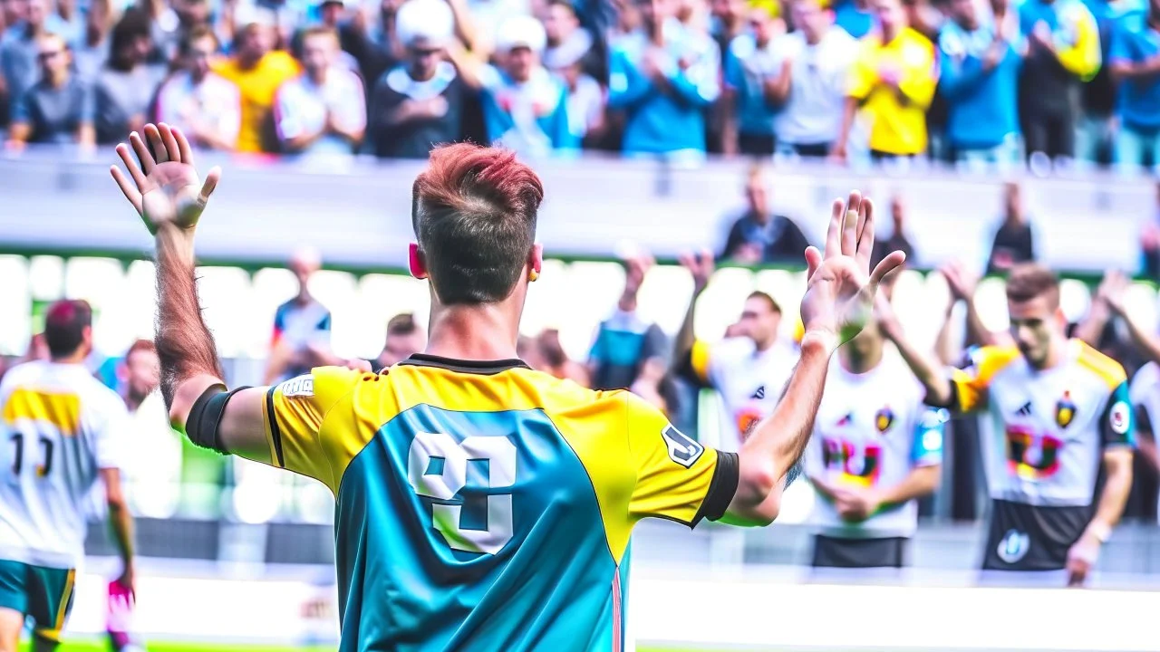 footballer giving a respectful salute to fans after a match