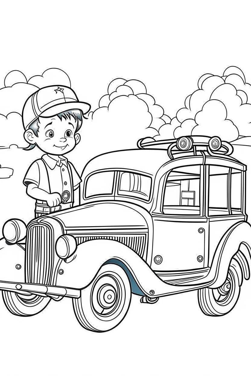 Outline art for coloring page OF A POPULAR TOY IN 1944 FOR A LITTLE BOY IN THE UNITED STATES OF AMERICA, coloring page, white background, Sketch style, only use outline, clean line art, white background, no shadows, no shading, no color, clear