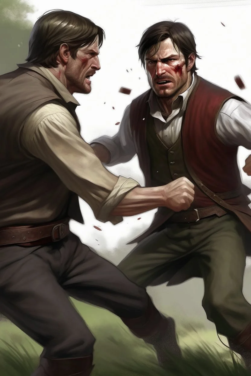 Realistic Arthur Morgan fighting Levi Ackerman