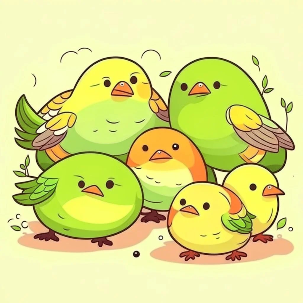 little birds sleeping cartoon