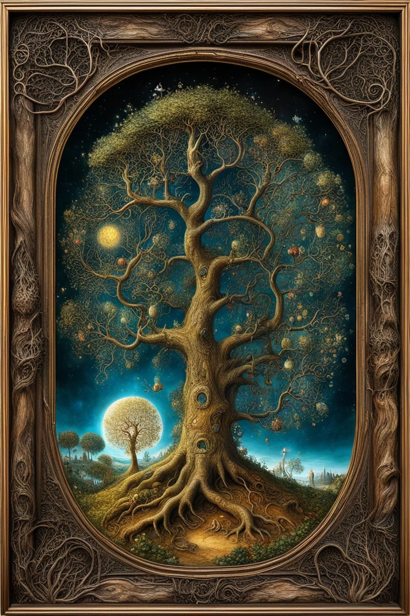 magical fantasy trees, very detailed, amazing quality, etheral, intricate, cinematic light, highly detailed, beautiful by Hieronymus Bosch, 3D , surreal, creepy stunning in frame