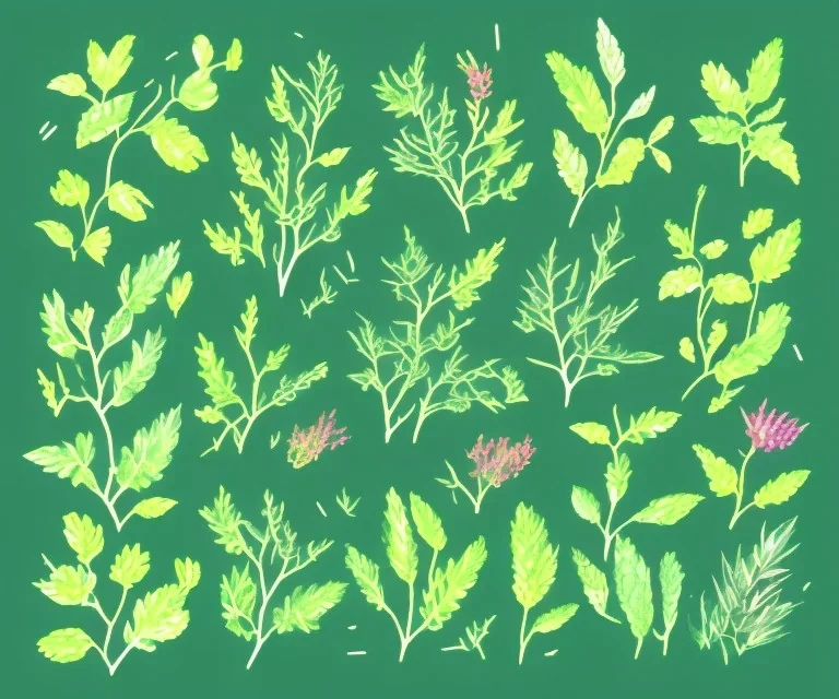 Vector plants and herb set illustration. Watercolor illustration. พื้นหลังขาว