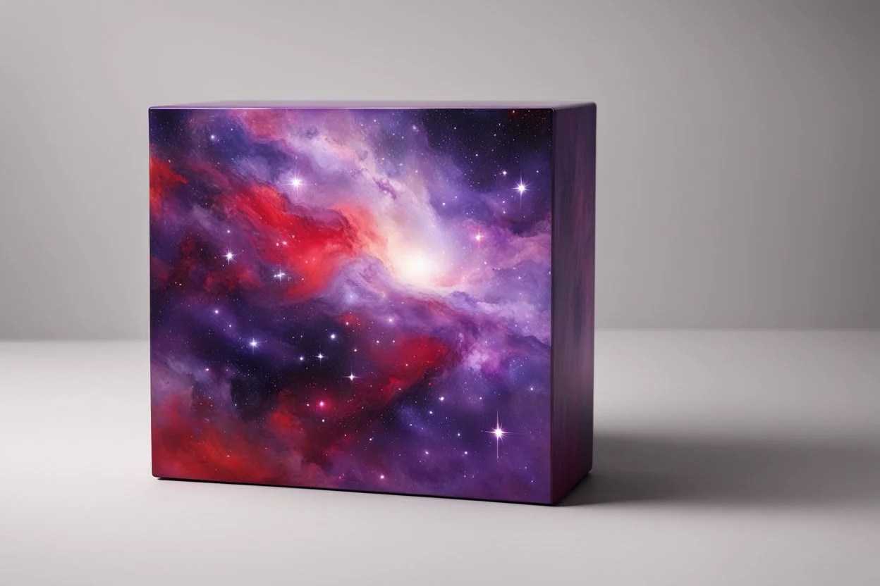 beautiful paintings of purple space on red rectangular box