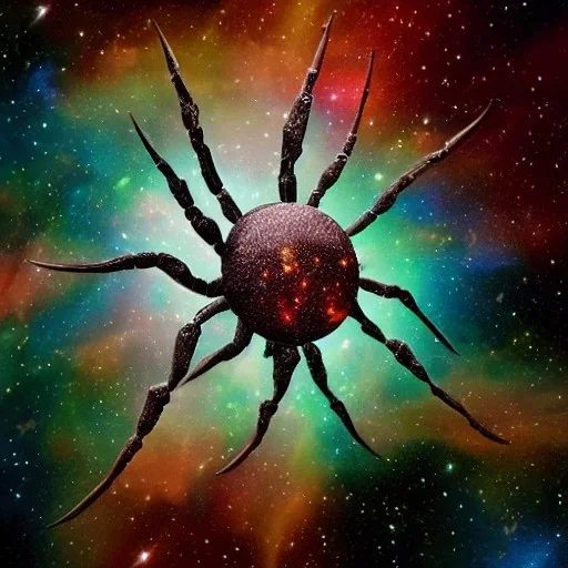 Giant Cosmic ethereal nebulous stellar spider, realistic