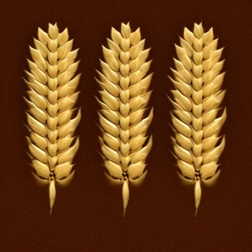 A professional and classic logo of 5 wheat ears, with full details, full HD, voluminous, 3D, symmetrical, 4K, 8K