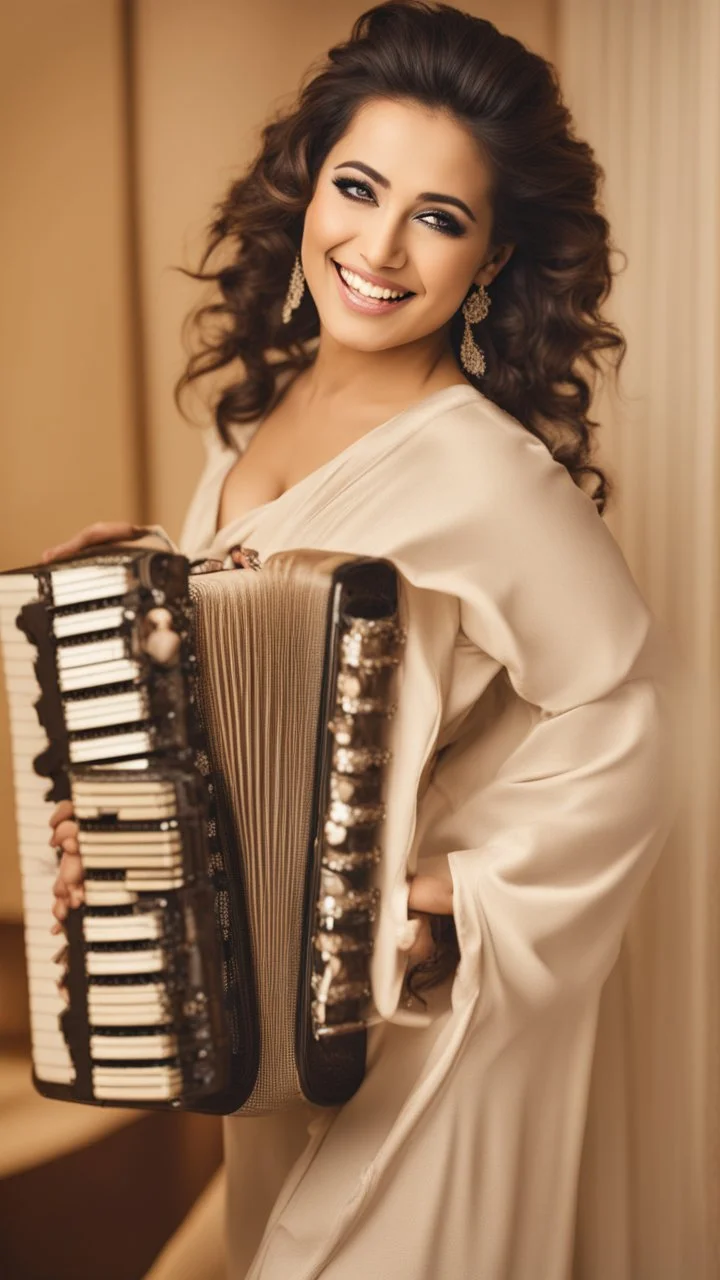 Um Kulthum arab singer smile and standing pose in luxury hotel labi
