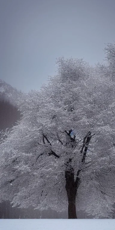 photograph of tree in the snow, landscape photography