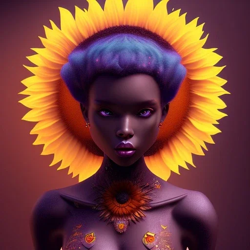 Black skin,pixie, moonlight, sunflower, stand