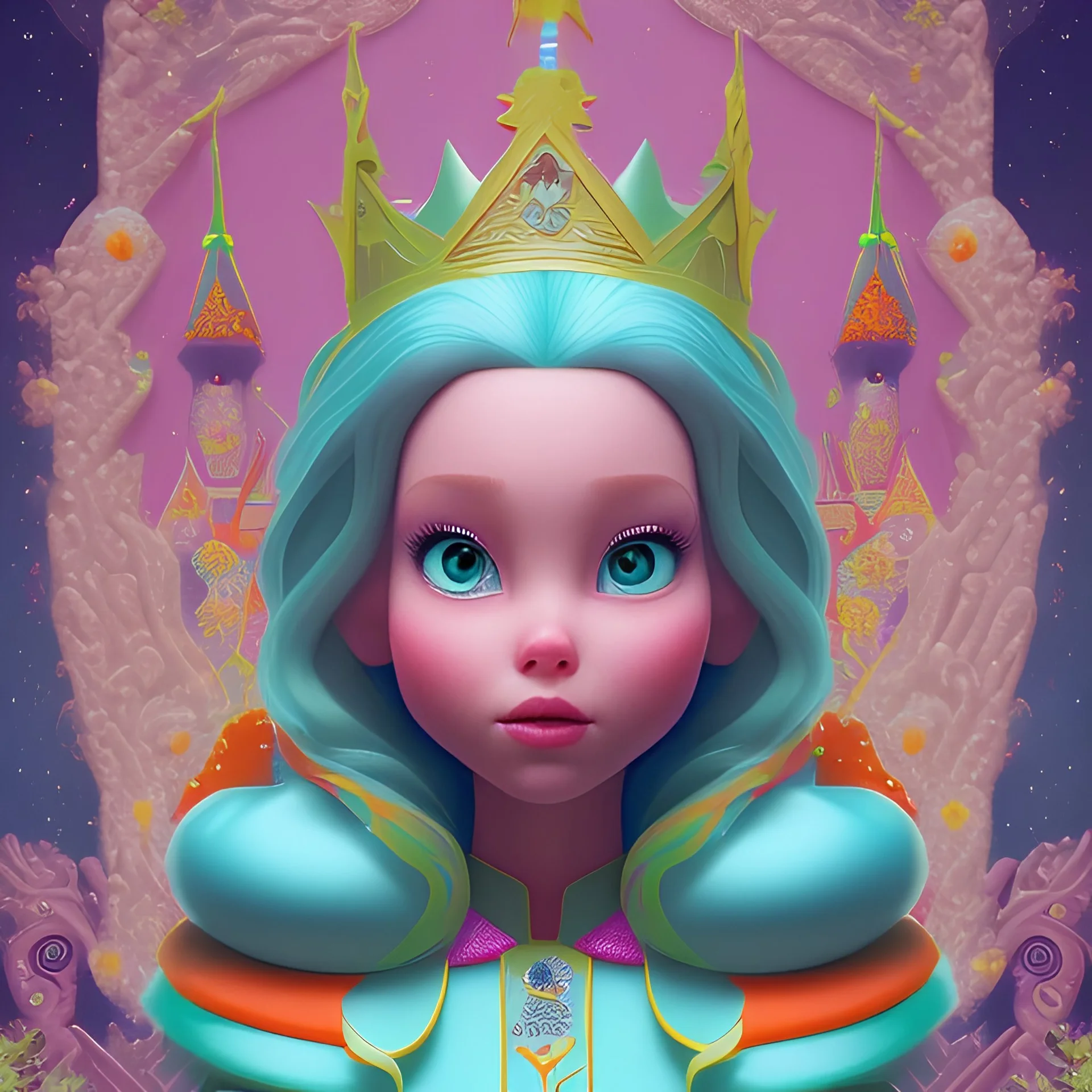 portrait disney toddler, epic white king A pink witch, an orange witch, a yellow, a green witch, an aqua witch, a navy witch, a purple witch pixar style wildflowers background, intricate, masterpiece, expert, insanely detailed, 4k resolution, retroanime style, cute big circular reflective eyes, cinematic smooth, intricate detail , soft smooth lighting, soft pastel colors, painted Rena