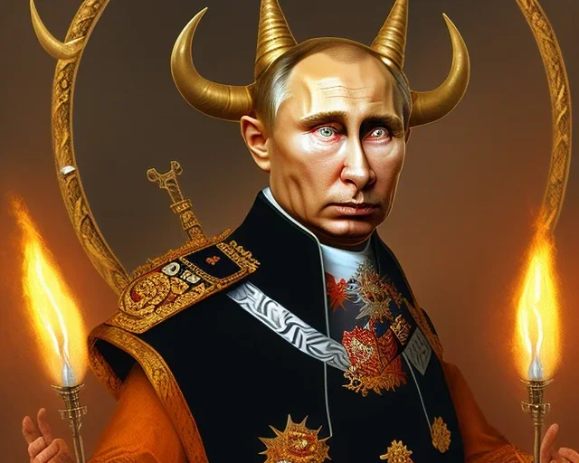 president Putin angry satan with horns