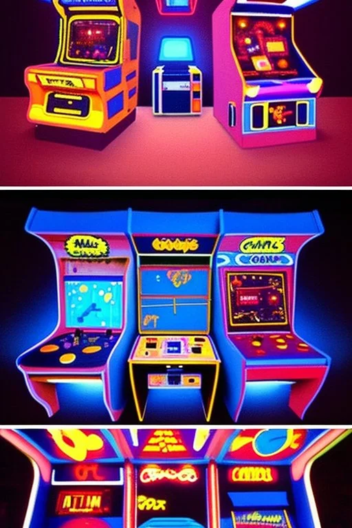 An 80's arcade at night, with a lot of functioning arcade machines