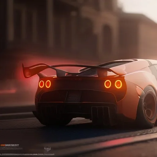 photo of a ultra realistic,set in fire modified hyper car, cinematic lighting, battered, low angle, trending on artstation, 4k, hyper realistic, focused, extreme details, unreal engine 5, cinematic, masterpiece