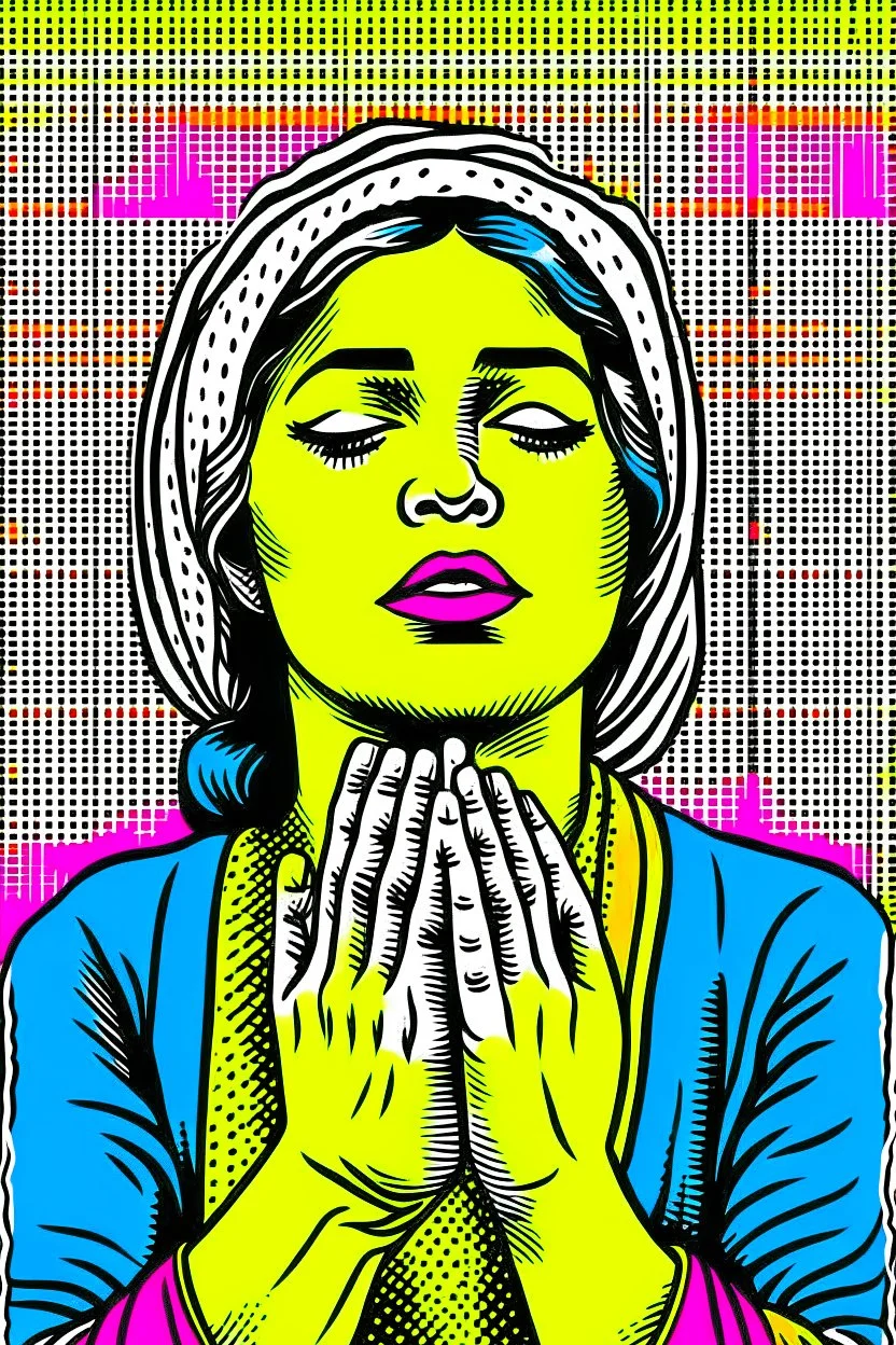 Vintage pop art style of a jewish woman from the torah praying to god