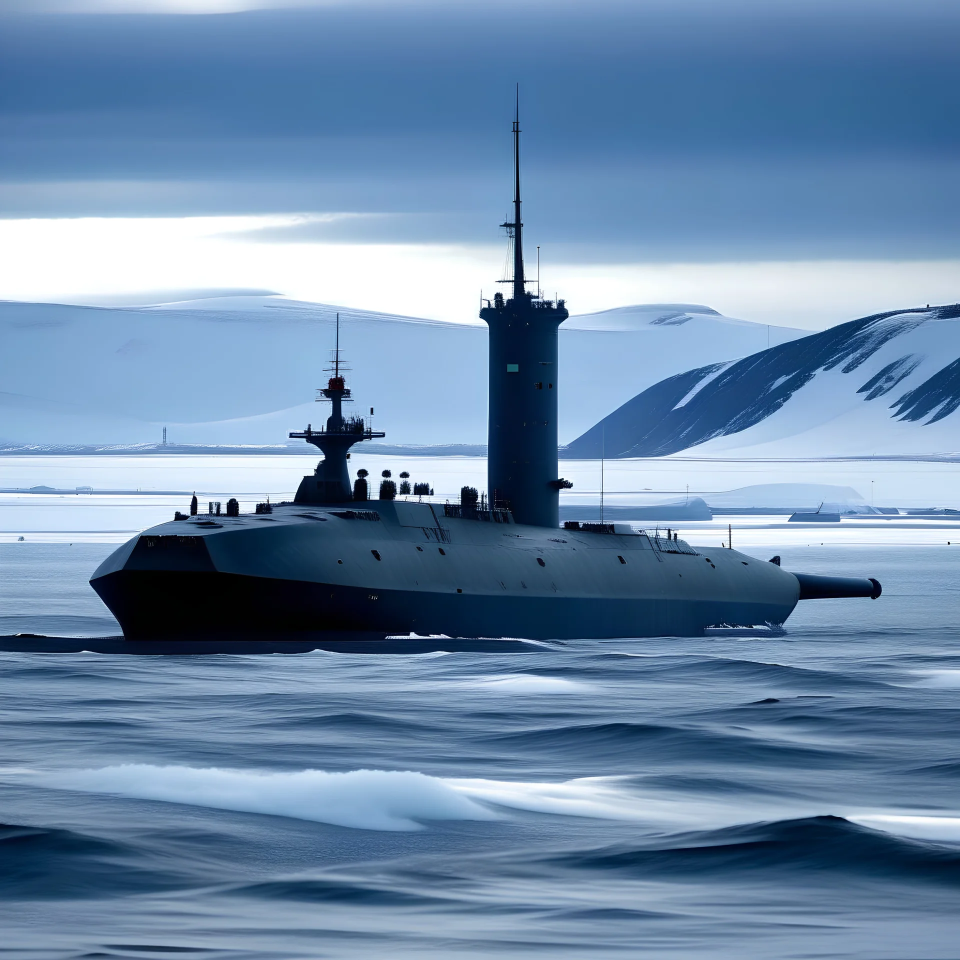 russian submarine crossing the magellain strait