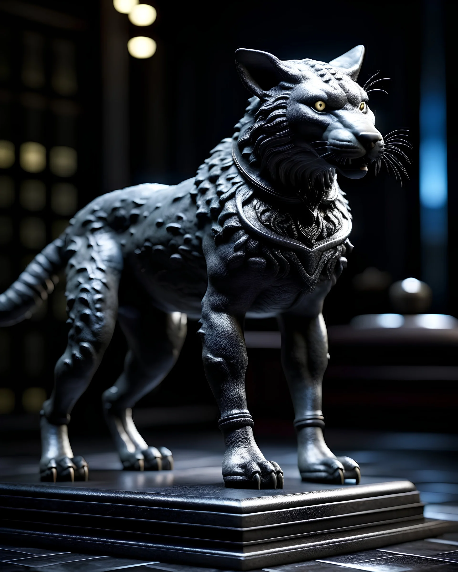 tabletop role-playing miniature of a leopard-seal-wolf-hybrid. full body. concept art in the style of giger, gustave doré and lord of the rings. hyperrealism 4K ultra HD unreal engine 5 photorealism.