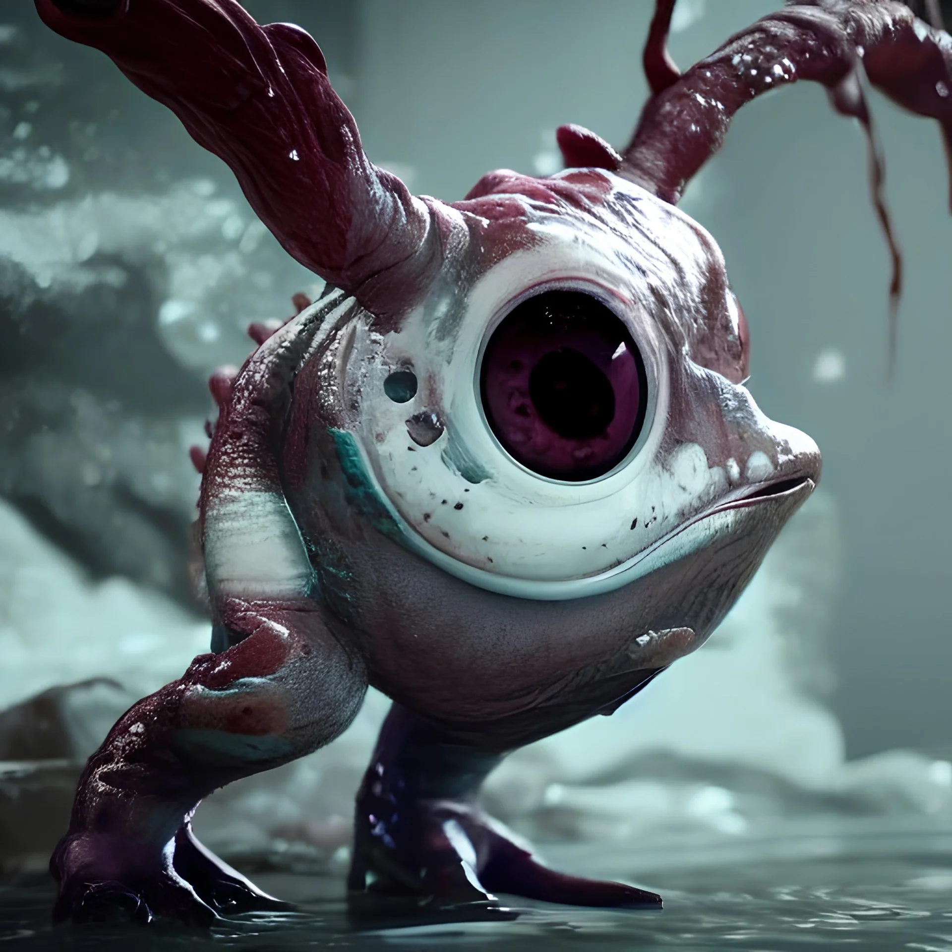  Cute fluid ink creature, big black eyes, unreal engine 5, 8k resolution, photorealistic, ultra detailed, by greg rutowski