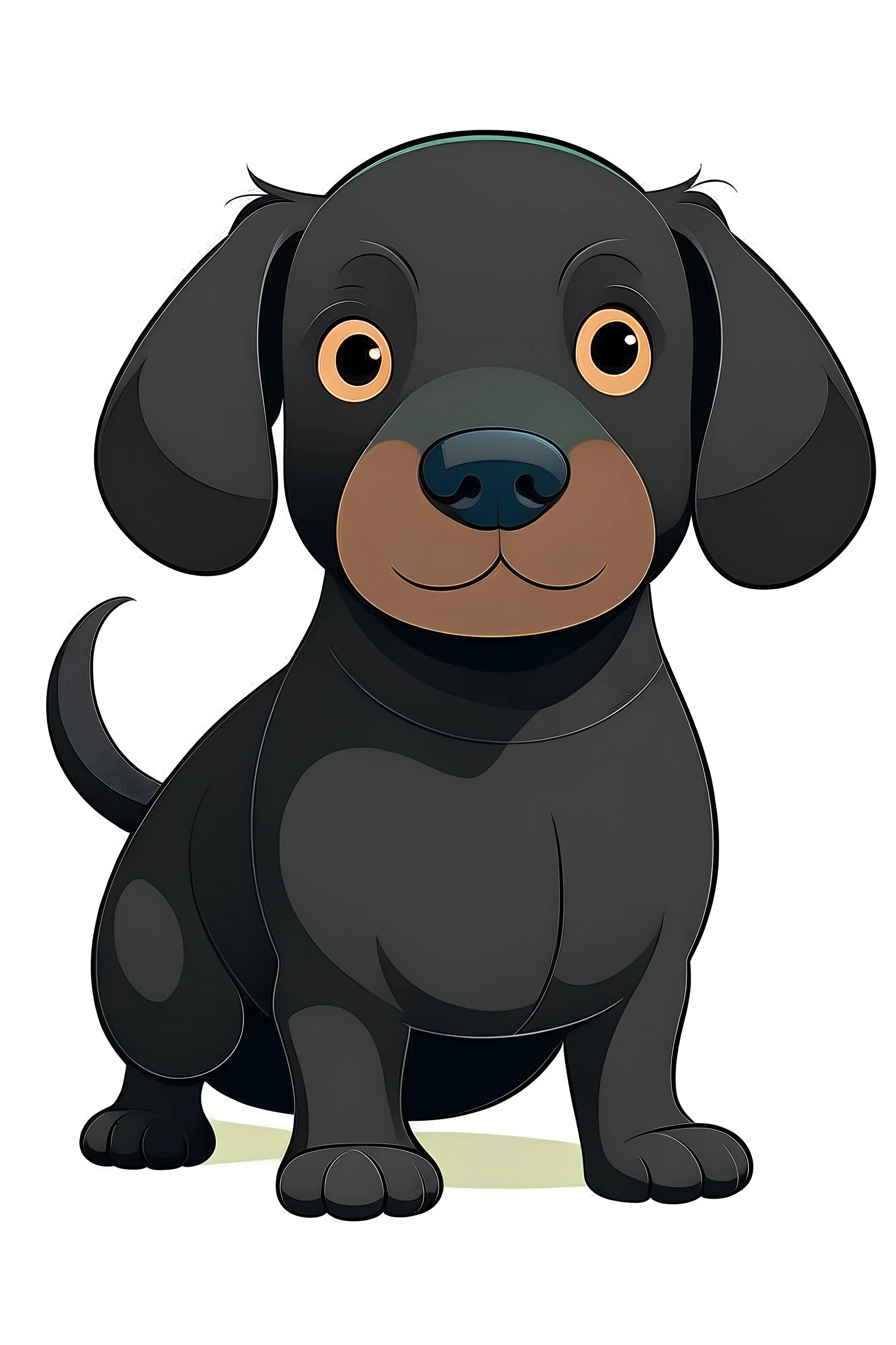 A cute illustration of a black pudgy dachshund