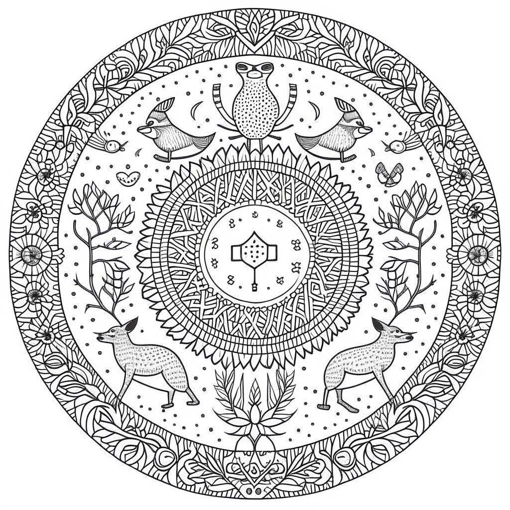 "Create a unique coloring experience with astonishing forest creatures, where each animal combines into an imaginative, otherworldly being. This mandala coloring sheet features strange and imaginative animals, ensuring a realistic yet fantastical journey. Draw clean lines in a 3:4 aspect ratio on a white background, embracing minimalistic black lines and low-level black colors. Craft a coloring page with perfect, clear lines, avoiding repeated images, sketching, and thick black colors.