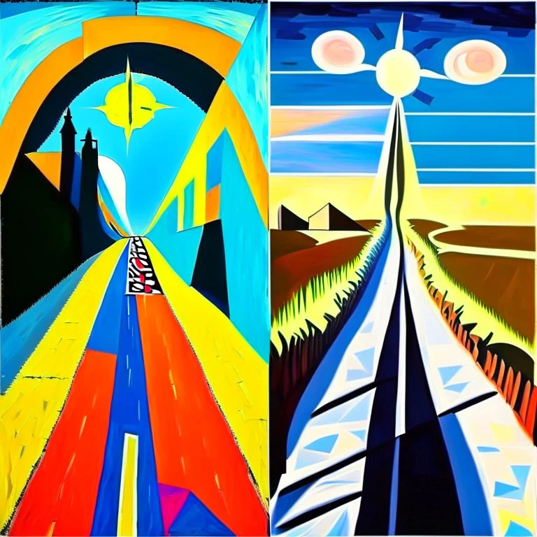 two roads diverged , art, bright, picasso, masterpiece