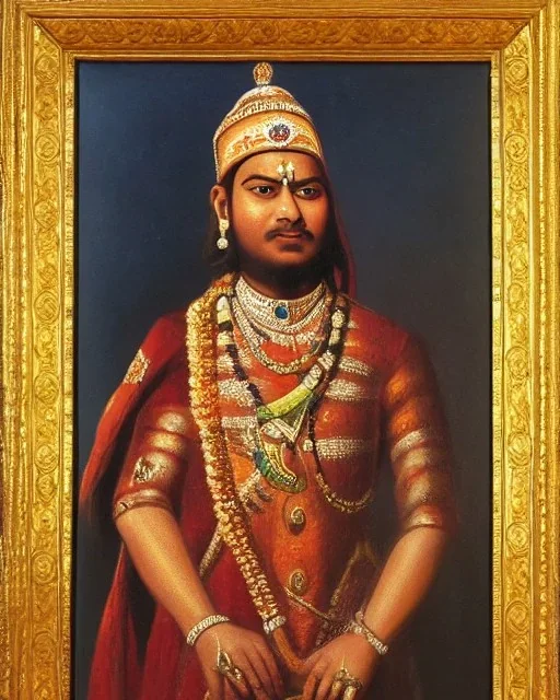 portrait of an Indian king in van gouge style, detailed, oil painting