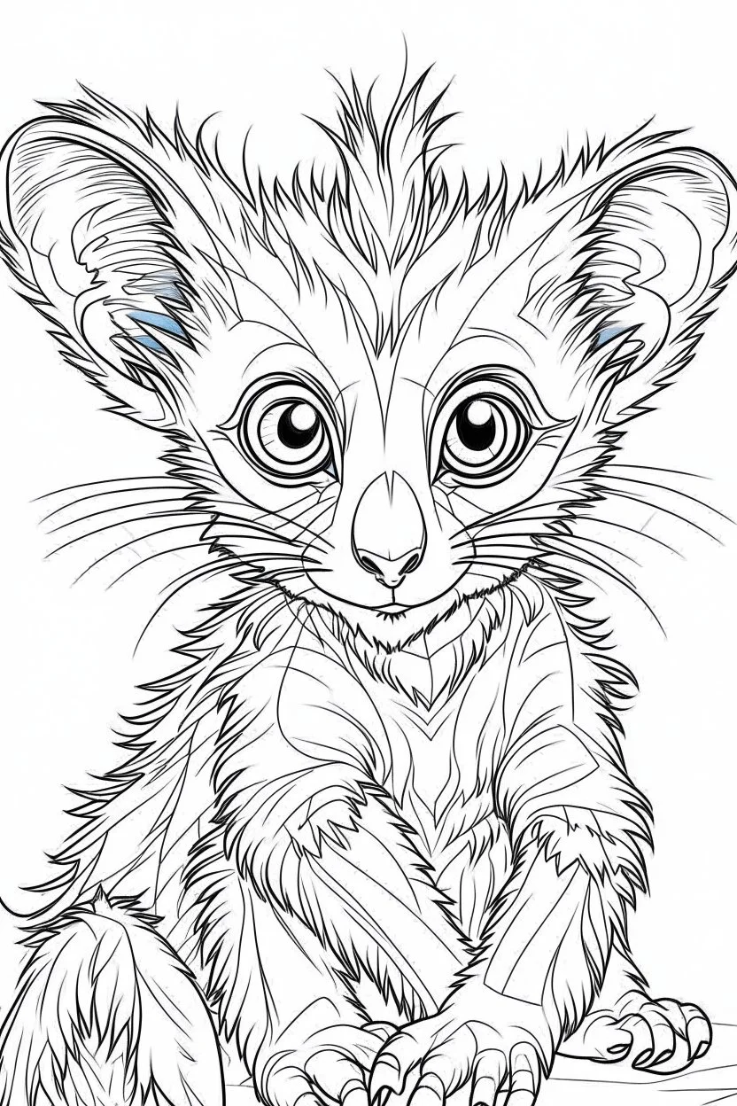 outline art for Lemur Infant coloring pages with sitch, white background, Sketch style, full body, only use outline, toddlers style, clean line art, white background, no shadows and clear and well outlined.