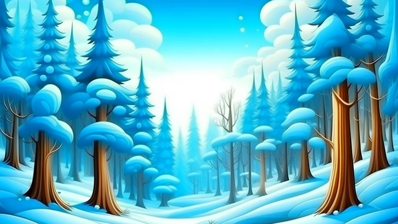 fantasy cartoon: sky with winter forest