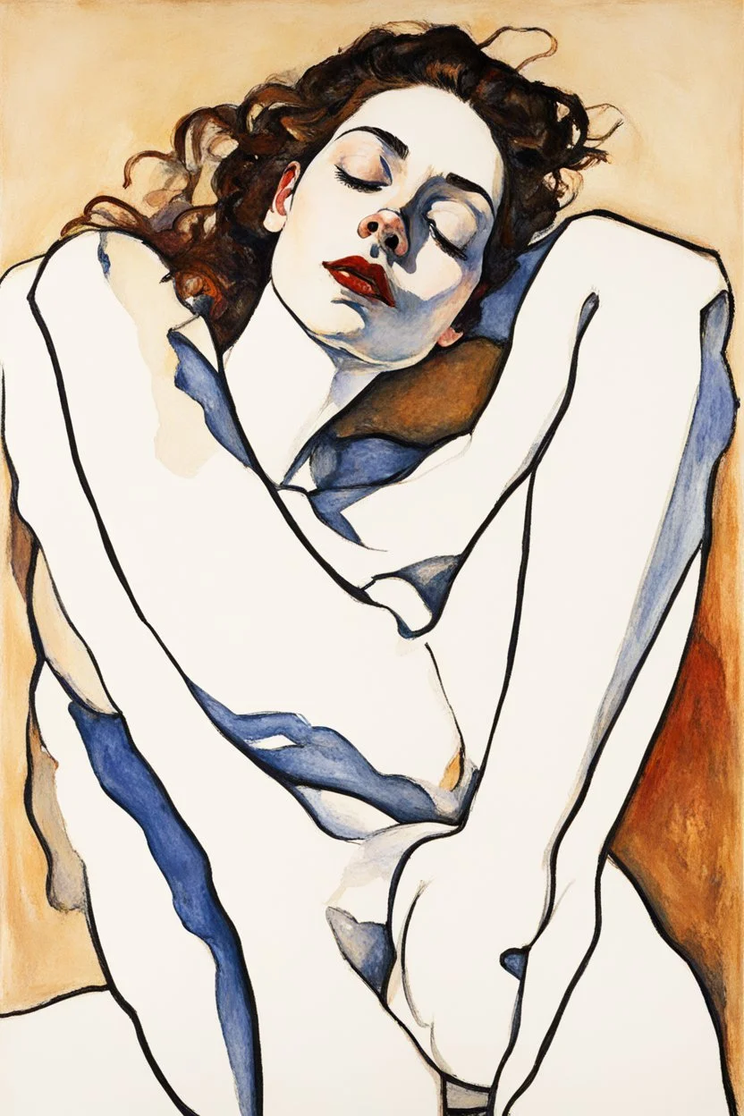 woman in a sun bath, similar to egon schiele