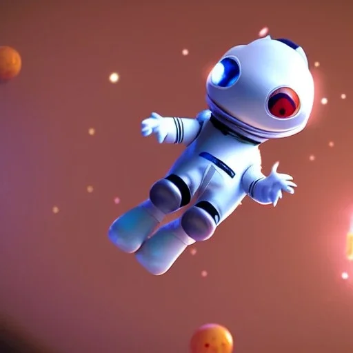 pixar style cute rabbit astronaut floating in space, unreal engine 5, 16k, background:space