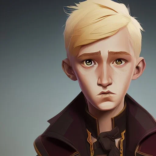 Portrait of a 9 year old warlock blond boy Jim Kay style