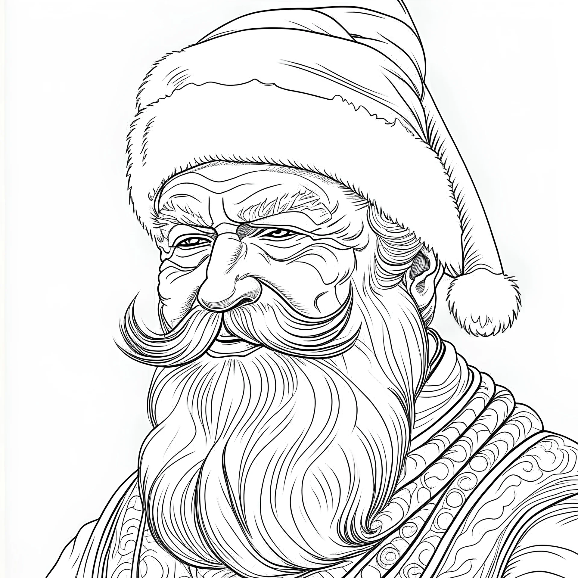 Santa Claus ,line art white, background