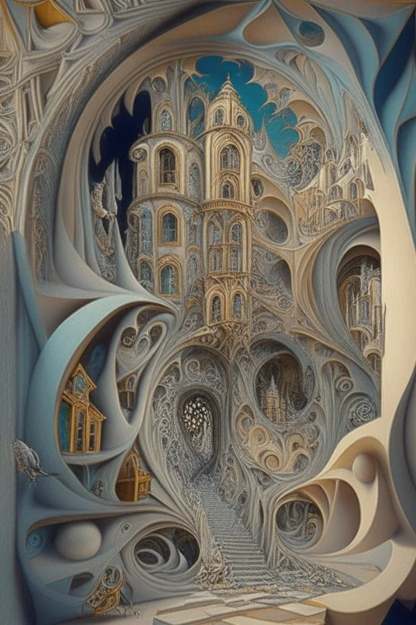 A heartbreaking work of staggering genius; surrealism; Salvador Dali; MC Escher, rapturous, award-winning, quilling, mixed media, intricate, insanely detailed, elegant, fantasy, unreal engine, Vray, Provacative