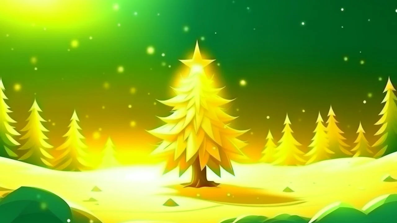 fantasy cartoon style illustration: a golden star for the Christmas tree in the snow